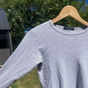 Brandy Melville light grey and white stripped long sleeve